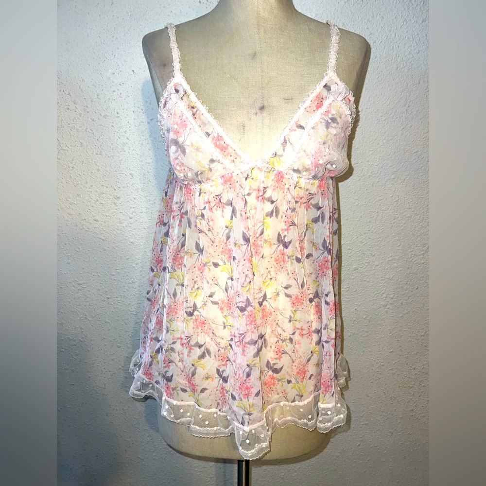 Victoria's Secret Women Ruffled Floral Sheer Babydoll
Lingerie | Pink | White |